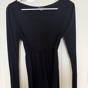 Elegant Flowy Black Blouse with Waist String Tie